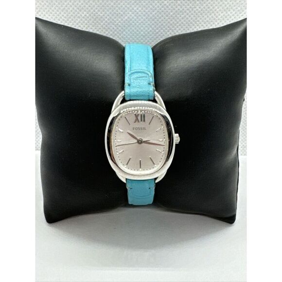Fossil Sculptor ES3559 Women Blue Leather Analog Silver Dial Quartz Watch JNA347 - Picture 1 of 11